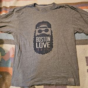 Life is Good Shirt Men Large Gray Boston Beard Love Massachusetts Jake 2…